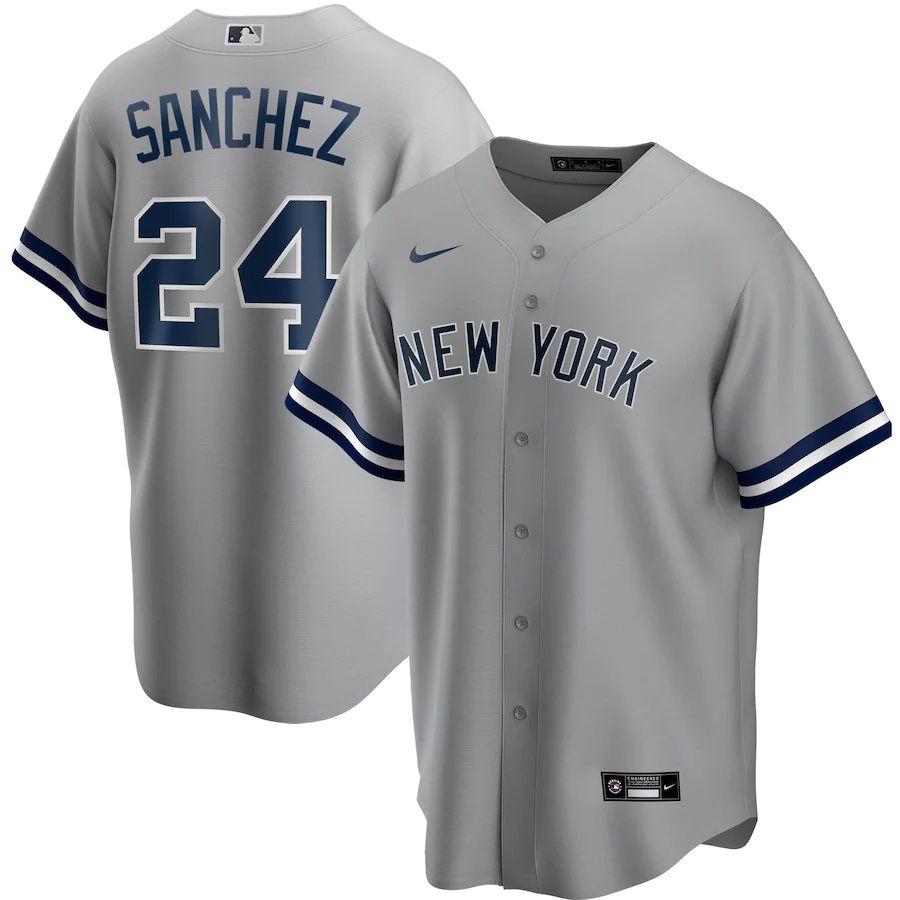 Mens New York Yankees #24 Gary Sanchez Nike Gray Road Replica Player Name MLB Jerseys